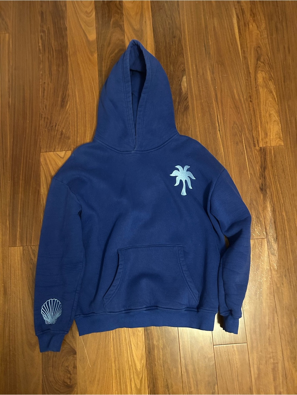 Women’s Blue Pink Palm Puff Hoodie